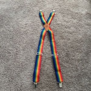 Rooster Rainbow Suspenders Vintage Colorful Adjustable